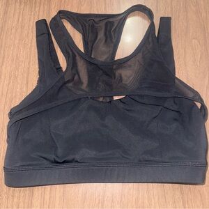 Salty Savage Sports Bra Medium Black‎ Mesh Harness-Like Front Hybrid Racerback